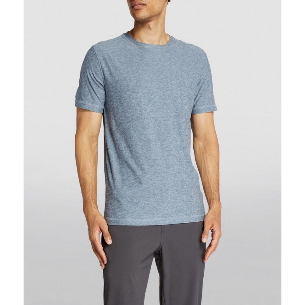 Vuori Strato Tech Tee Shirt Men L Blue Heather Performance Athleisure V126